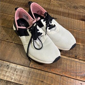 White and Pink Athletic Sneakers